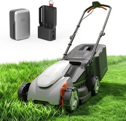 Litheli 14 Inch Cordless Lawn Mower, Lightweight Push Mower with 5.0Ah Battery and Smart Charger, Brushless Motor Lawnmower, 5-Position Height Adjustment (1-2.5 in) for up to 3000 Sq. Ft