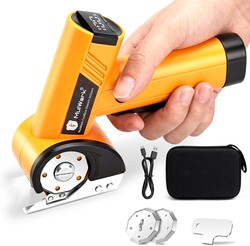 Mulwark Cardboard Cutter Electric, 4.2V Electric Scissors Cordless LED Display, Includes 2 Spare Blades, 4-Speed Electric Box Cutter for Cardboard, Carpet, Plastic, Leather, Portable Cutting Tool