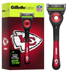 Gillette Labs Special NFL Chiefs Edition Shaving Razor for Men - 1 Handle, 1 Razor Blade Refill, Perfect for Game Day Grooming, GilletteLabs with Exfoliating Bar