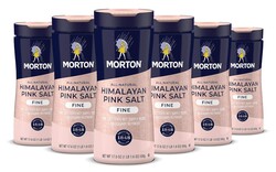 Morton All-Natural Himalayan Pink Salt, Fine, (17.6 oz), 6-Pack, Perfect for Baking, Blending & Cooking