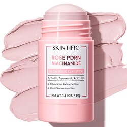 SKINTIFIC Rose PDRN Niacinamide Clay Mask Stick for Face, Brightening & Pore Cleansing, 2% Niacinamide, Alpha-Arbutin & Tranexamic Acid, Oil Control Hydrating Clay Stick for Dull Skin