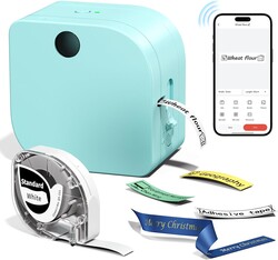 Phomemo Label Maker Machine with Tape, P12 Bluetooth Mini Label Makers Thermal Transfer Ribbon Printer Machine with Typewriters Templates for Home, School, Clothes, Gift Wrapping, Office, Green