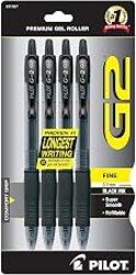 Pilot G2 Pens, Premium Refillable and Retractable Rolling Ball Gel Pens, Fine Point, 0.7mm, Black Ink, 4-Pack