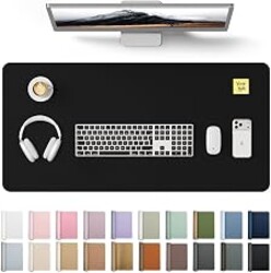 YSAGi Leather Desk Protector, Office Mat, Large Mouse Mat, Non-Slip PU Leather Blotter, Laptop Desk Mat, Waterproof Writing Pad for Office and Home (Black, 31.5" x 15.8")