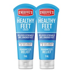 O'Keeffe's for Healthy Feet Foot Cream - 3 oz Tube (2 Pack) - Guaranteed Relief for Extremely Cracked, Dry Feet, Repairing Skincare, Instantly Boosts and Retains Moisture Levels