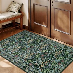 3x5 Washable Rugs for Entryway, Small Dark Green Area Rug for Laundry Room | Non-Slip Entryway Bathroom Rugs Bedroom Kitchen Rug Low Pile Ultra Soft Stain Resistant Carpet