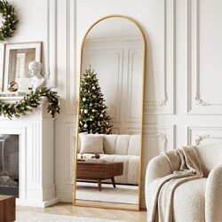 Full Length Mirror, 58" x 21" Arched Full Body Mirror Large Standing Floor Mirrors, Mirrors for Bedroom, Bathroom, Living Room Standing or Wall Leaning, Gold