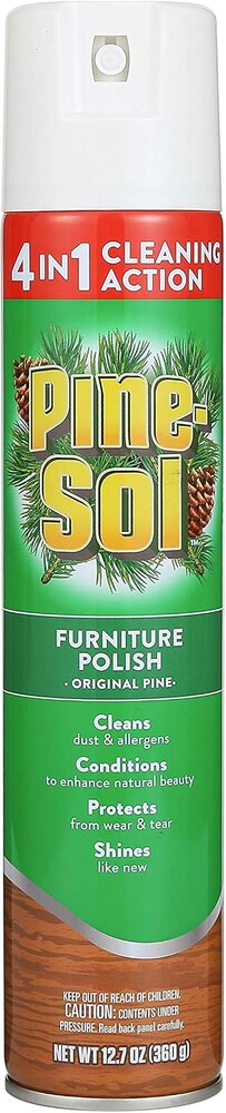 Pine-Sol Furniture, Polish 4in1 Cleaning Action Wood Polish Spray Wood Polish Spray for Your Cleans Conditions Protects and Shines Ounces Original Pine Scent, Yellow, Lemon, 12.7 Fl Oz
