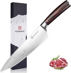 KEEMAKE Chef Knife - 8 Inch High Carbon Stainless Steel Kitchen Knife with Ergonomic Handle, Professional Kitchen Gadgets with Gift Box for Men and Women, Father Day Gifts