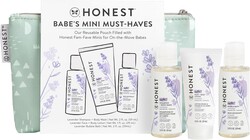 The Honest Company Babe's Mini Must Haves Gift Set Travel Size Hypoallergenic Lavender Bathtime Essentials Shampoo Body Wash (2 fl oz) Face Lotion (1 Bubble Bath