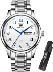 OLEVS Mens Watches，Big Dial Watches for Men，Day Date Watches Men，Mens Waterproof Watches，Mens Stainless Steel Watches，Analog Quartz Men's Watches，Relojes para Hombre
