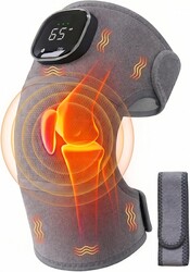 Portable Cordless Heated Knee Massager with Vibration for Pain Relief, Gray | Knee Shoulder Elbow Brace, Extension Strap, 3 Heat Levels, 5 Vibration Modes, Men Women Parents Seniors, Comfort & Relaxation