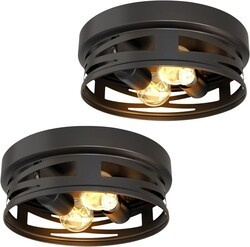 Sunco Flush Mount Ceiling Light, Farmhouse Light Fixtures, Hallway Ceiling Light Arcadia Industrial, 11" Diameter, 800 LM, Dimmable A19 Edison LED Bulbs Included, E26 Base, 8.5W=60W UL/ETL/T20 2 Pack.