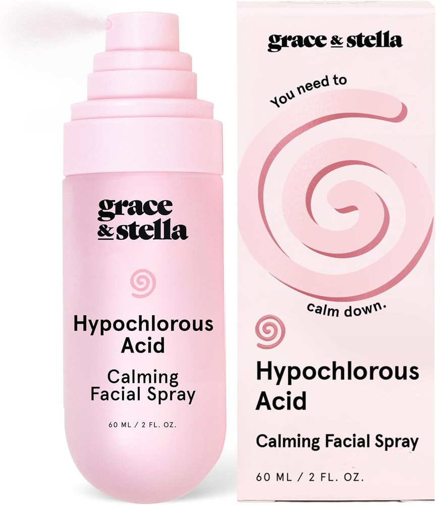 grace & stella Hypochlorous Acid Spray for Face - Body Acne Spray - Gentle Face Mist to Calm Redness & Flare-Ups Back Acne - Soothing Facial Mist for Sensitive Skin - Travel Size (60 ml/2 fl oz)
