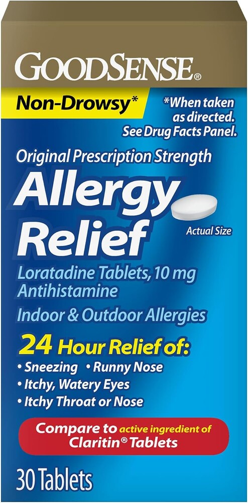 GoodSense Allergy Relief Loratadine Tablets 10 mg, Antihistamine, Allergy Medicine for 24 Hour Allergy Relief, 30 Count