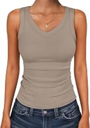 ANRABESS Tank Tops for Women V Neck Ribbed Knit Slim Fitted Sleeveless Basic Tee Tanks Casual Summer Clothes 2026