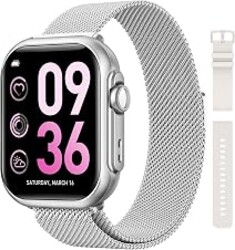 Smart Watches for Women, 1.85" HD Smartwatch with Heart Rate/Sleep/Health Monitor, Fitness Trackers with 100+ Sports Mode、Answer/Make Call and 1000mAh Battery, Compatible iPhone/Android, with 2 Bands