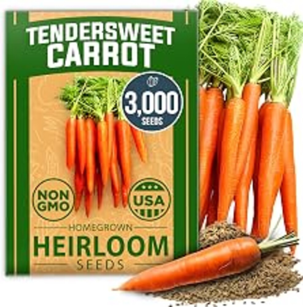 HOME GROWN Tendersweet Carrots Seeds 3000+ Heirloom Non-GMO Seeds for Planting,High Germination,Sweetest Coreless Root Vegetable, Crunchy Summer Garden,Great for Canning (Daucus carota subsp. sativus)