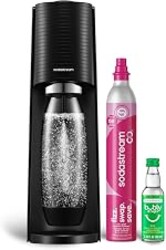 SodaStream TERRA Sparkling Water Maker, Starter Kit, CQC CO2 System, Includes 1 Quick Connect 60L CO2 Cylinder, 1 Dishwasher Safe BPA Free Bottle, 1 bubly Lime Drop, Make your own Pepsi, Black