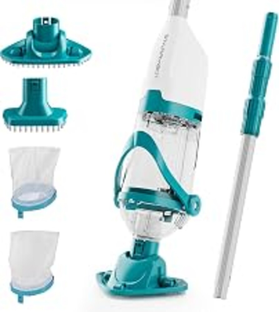 Starrybot Hot Tub Vacuum, Pool Vacuum for Above Ground Pool with Telescopic Pole, 13.2 Gals/Min Powerful Suction, Handheld Pool Vacuum with 2 Brush Heads & 2 Filter Bags, 90Mins Runtime