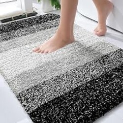 OLANLY Bathroom Rugs Mat 30x20, Extra Soft Absorbent Microfiber Bath Rugs, Rubber Backing, Quick Dry, Machine Washable Bath Mats for Bathroom Floor, Tub and Shower, Home Decor Accessories, Black