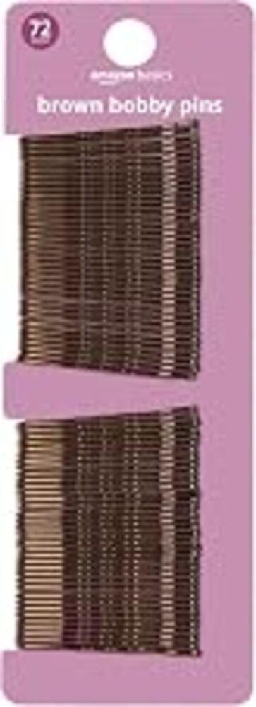 Amazon Basics No Slip Bobby Hair Pins, Brunette Brown, High Gloss for Comfortable All-Day Styling and Updos, All Hair Types, 72 Count