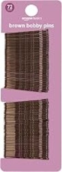 Amazon Basics No Slip Bobby Hair Pins, Brunette Brown, High Gloss for Comfortable All-Day Styling and Updos, All Hair Types, 72 Count