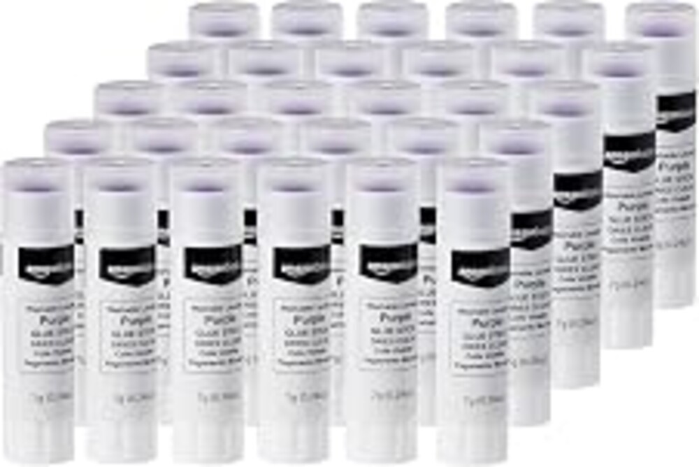 Amazon Basics Purple Washable School Glue Sticks for Classroom Supplies and Crafting, Dries Clear, 0.24-oz Stick, 30-Pack