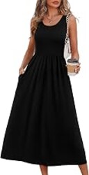 WIHOLL Summer Dresses for Women Flowy Casual Midi Dress Beach Vacation Sundresses with Pockets