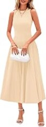 PRETTYGARDEN Spring Casual Dresses for Women 2026 Summer Business Work Midi Sleeveless A Line Pleated Cocktail Dress