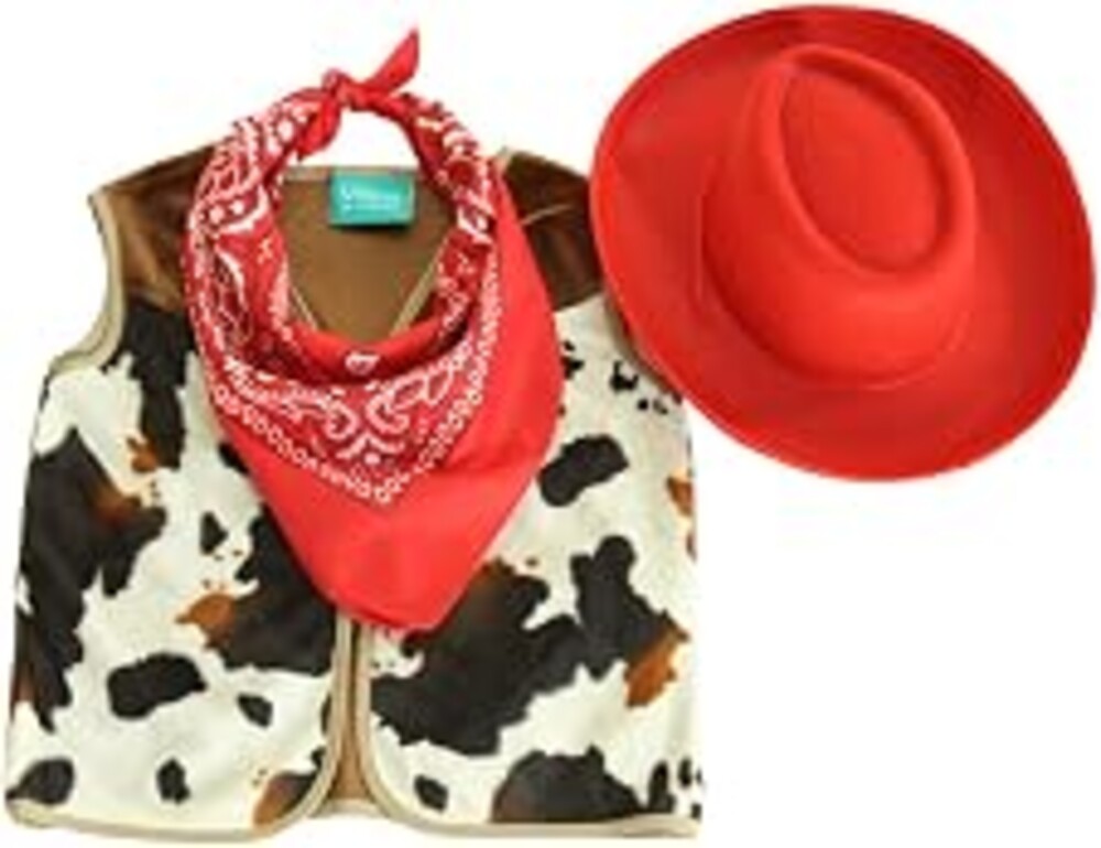 Making Believe Kids Western Rodeo Cowboy or Cowgirl Classic Costume Set - Vest, Brown Hat, Bandana (Choose Color and Size)