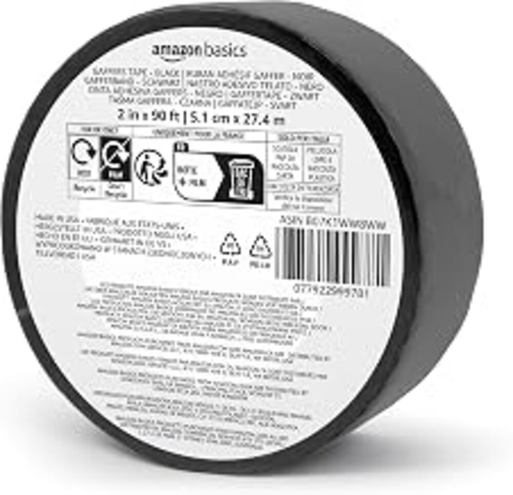 Amazon Basics No Residue, Non-Reflective Gaffers Tape for Photography, 2 inch x 90 feet, Black