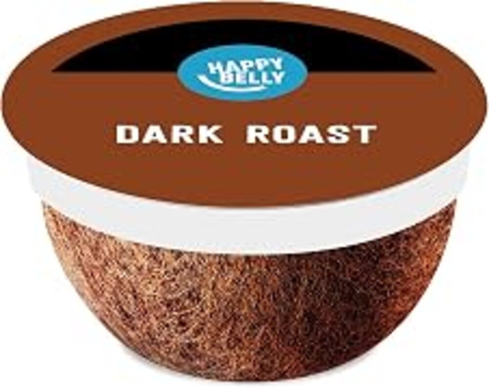 Amazon Brand - Happy Belly Dark Roast Compostable Coffee Pods, Compatible with K-Cup Brewer, 96 Count