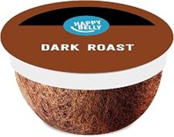 Amazon Brand - Happy Belly Dark Roast Compostable Coffee Pods, Compatible with K-Cup Brewer, 96 Count
