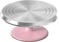 Riccle 12 Inch Pink Aluminum Alloy Revolving Cake Stand – Rotating Cake Turntable for Cake Decorating, Baking, and Cake Decorating Supplies