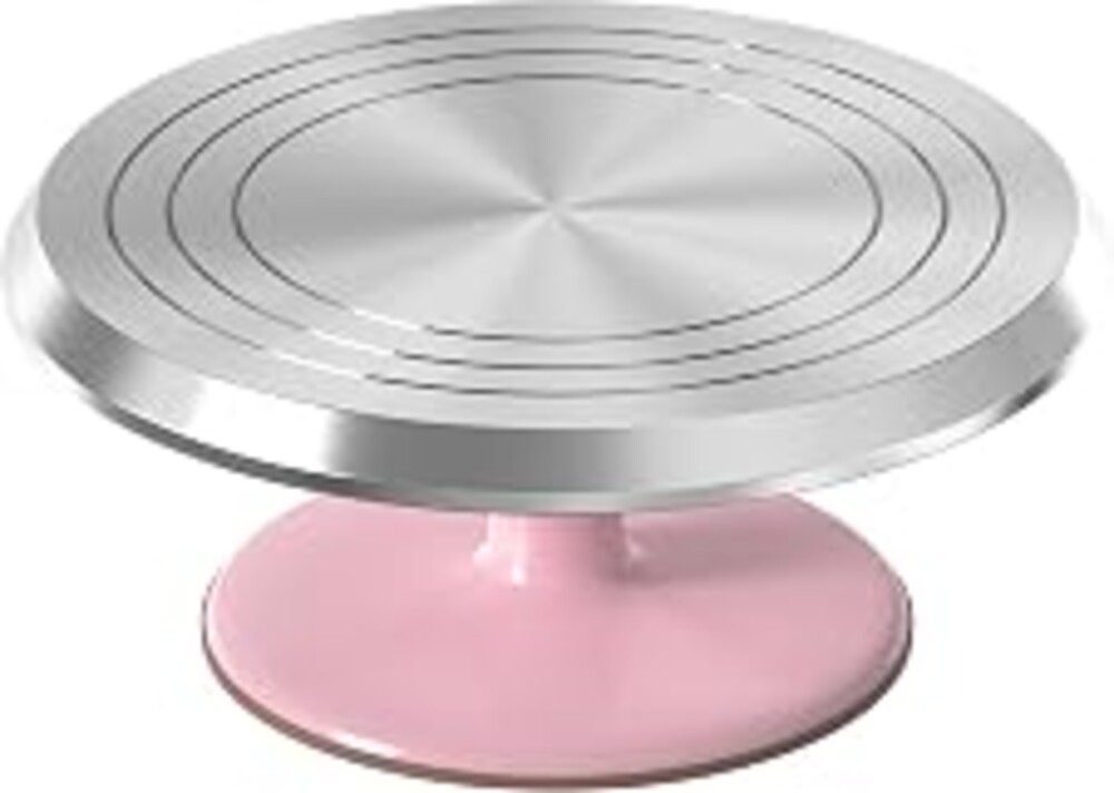 Riccle 12 Inch Pink Aluminum Alloy Revolving Cake Stand – Rotating Cake Turntable for Cake Decorating, Baking, and Cake Decorating Supplies