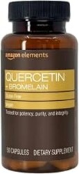 Amazon Elements - Revly Quercetin + Bromelain, 500 mg Quercetin with 150 mg Bromelain, Vegan, Pineapple, 50 Capsules, Quercetin with Bromelain