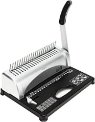 Amazon Basics Comb Binding Machine, 350 Sheets Capacity, Punches 12 Sheets, for Paper Sizes A5(15 holes)/Letter(19 holes)/A4(21 holes) with Adjustable Margin, Grey