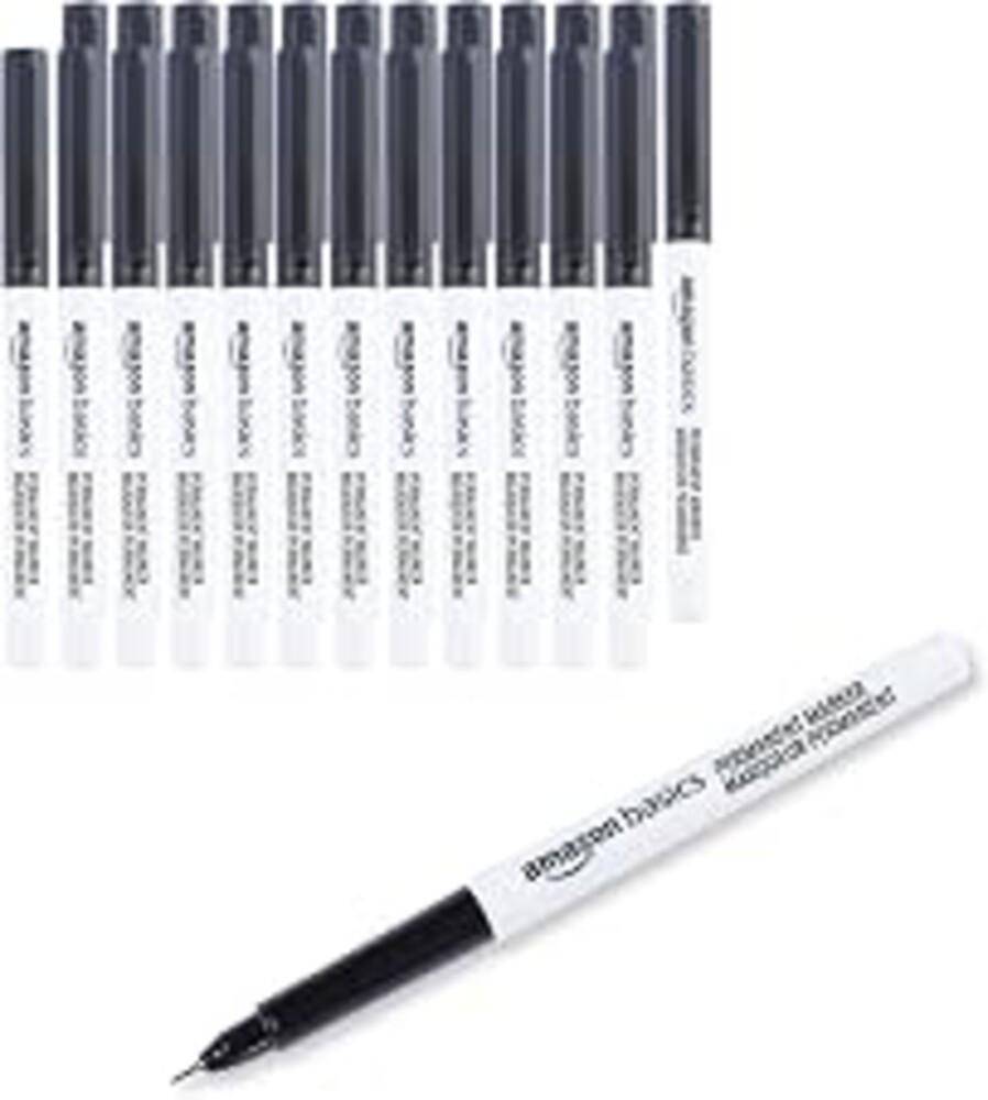 Amazon Basics Ultra Fine Point Permanent Markers for Drawing, Writing and Doodling, Quick Drying, Fade Resistant, Black, 24-Pack