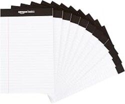 Amazon Basics Narrow Ruled Lined Writing Note Pads for Notes, Office Supplies, 5" x 8", White, 12-Pack of 50 Pages, Perforated