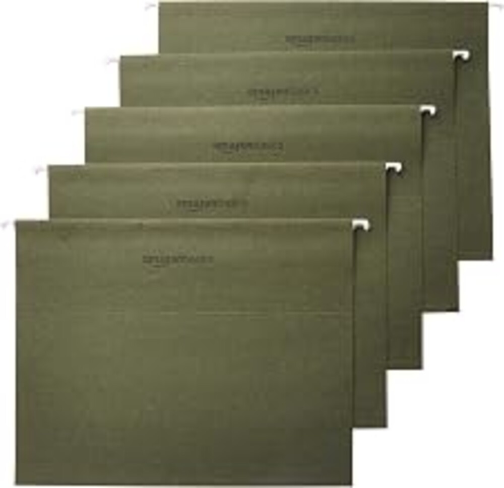 Amazon Basics Hanging File Folders with Adjustable Tabs, Sturdy Expandable Document Organizer, Letter Size 8.5x11 inch, Green, 25-Pack