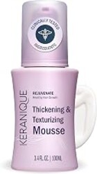 Keranique Volumizing Hair Mousse for Women – Thickening & Styling Anti-Frizz Foam for Fine, Straight, Wavy & Curly Hair – Lightweight Volume with Long-Lasting Hold – Non-Sticky, Non-Greasy – 3.4 Fl Oz