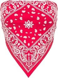 Design by Olivia Women's Paisley Bandana Tube Top Y2K Strapless Crop Top