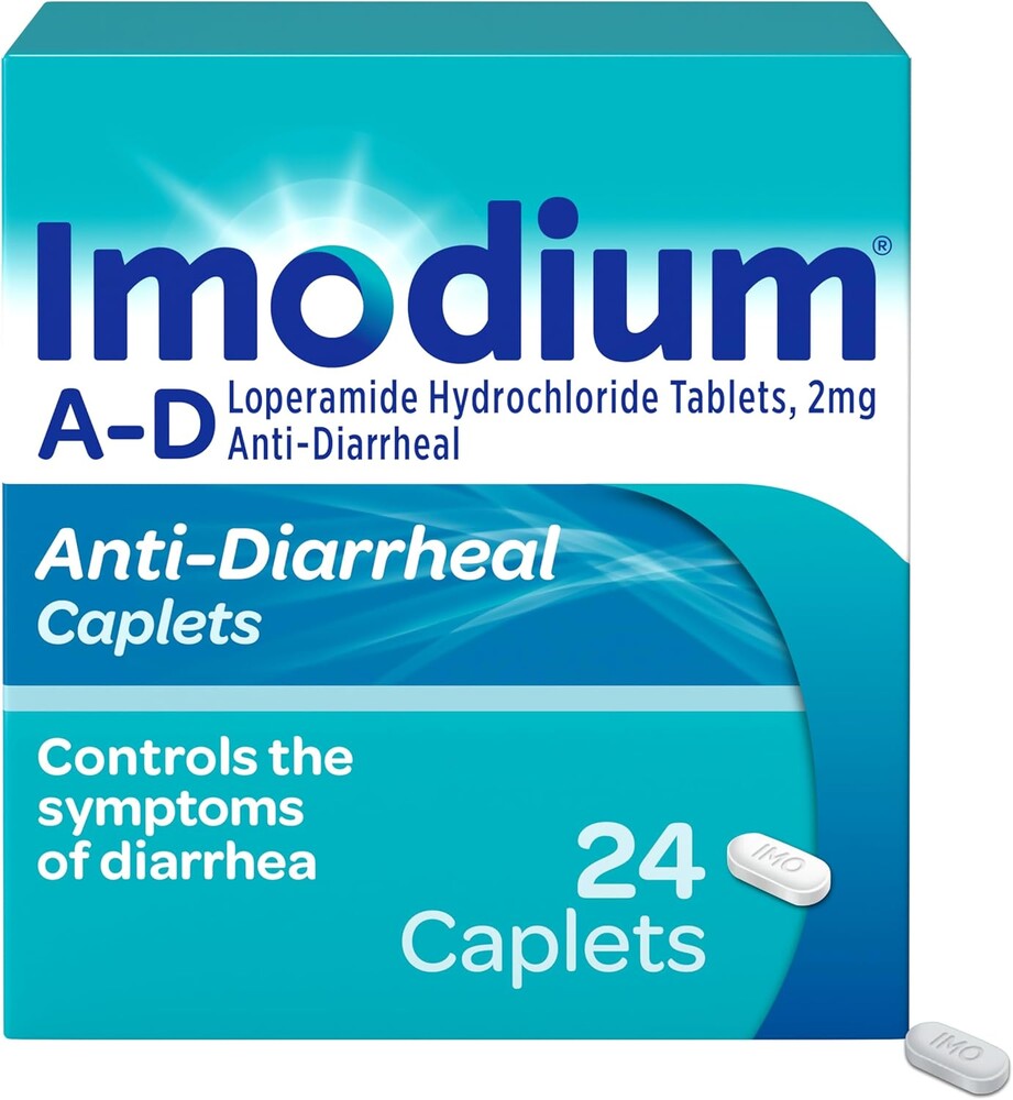 Imodium A-D Diarrhea Relief Caplets with Loperamide HCl, Anti Diarrheal Medicine to Help Control Symptoms of Diarrhea Due to Acute, Traveler's Diarrhea, 24 Count