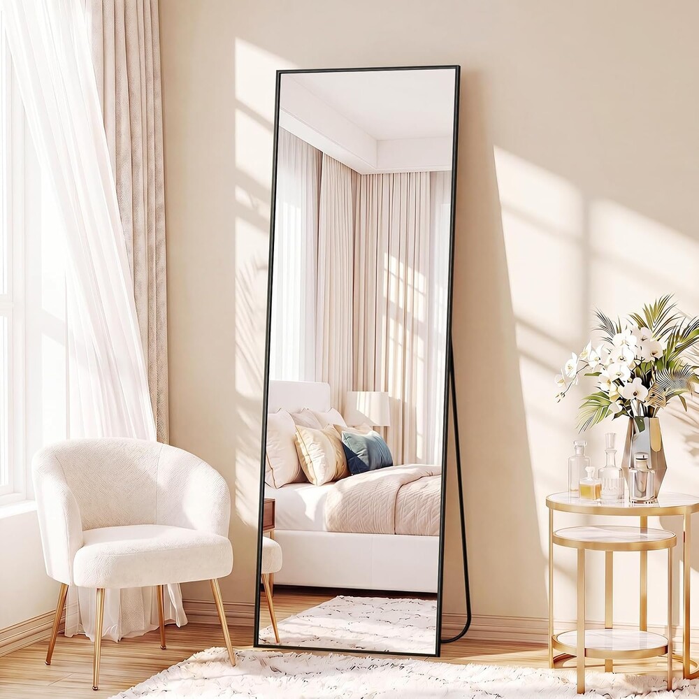 Sweetcrispy 56"x15" Full Length Mirror, Standing Full Body Mirror, Gold|Aluminum Alloy Thin Frame, Floor or Standing, Suitable for Bedroom, Living Room, Cloakroom