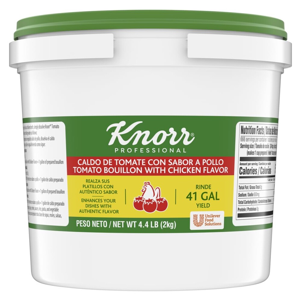 Knorr Professional Caldo de Tomate, Tomato Bouillon with Chicken Flavor Granulated Base, Bouillon as a Base, Marinade and Flavor Enhancer, Shelf Stable Convenience, 0g Trans Fat, 4.4 lbs (Pack of 1)