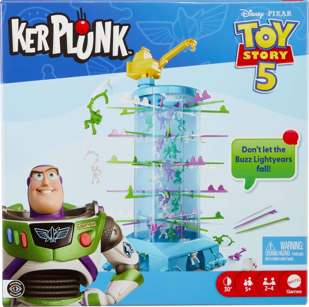 Mattel Games Kerplunk Disney and Pixar Toy Story 5 Kids & Family Game | Don't Let the Buzz Lightyears Fall, Inspired by Movie, Ages 5+, 2-4 Players
