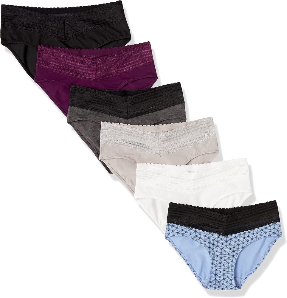 Warner's Women's Blissful Benefits Dig-free Comfort Waist With Lace Cotton Hipster 6-pack Ru2266w