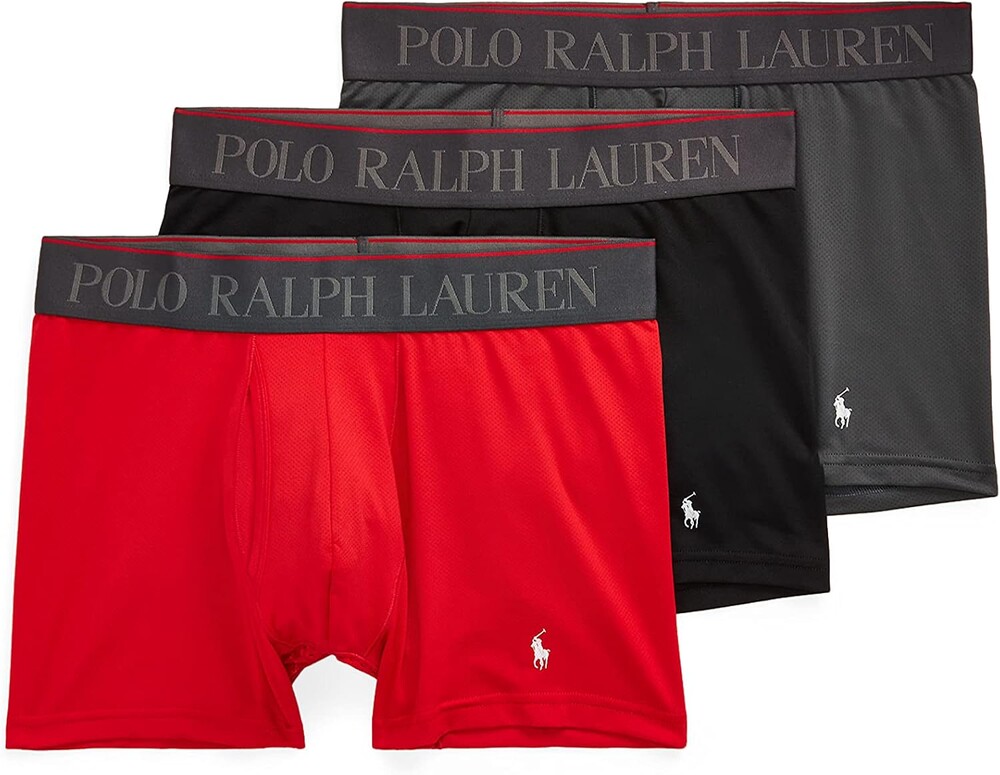 POLO RALPH LAUREN Men's 4D Flex Performance Air Boxer Briefs Regular and Long Leg 3-Pack