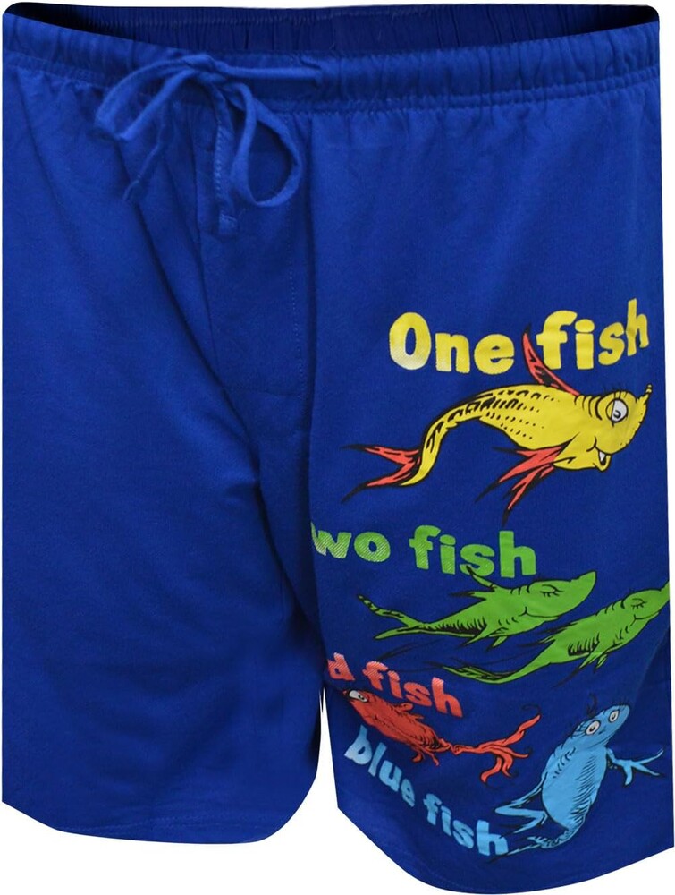 MJC Men's Dr Seuss One Fish Two Fish Blue Lounge Shorts